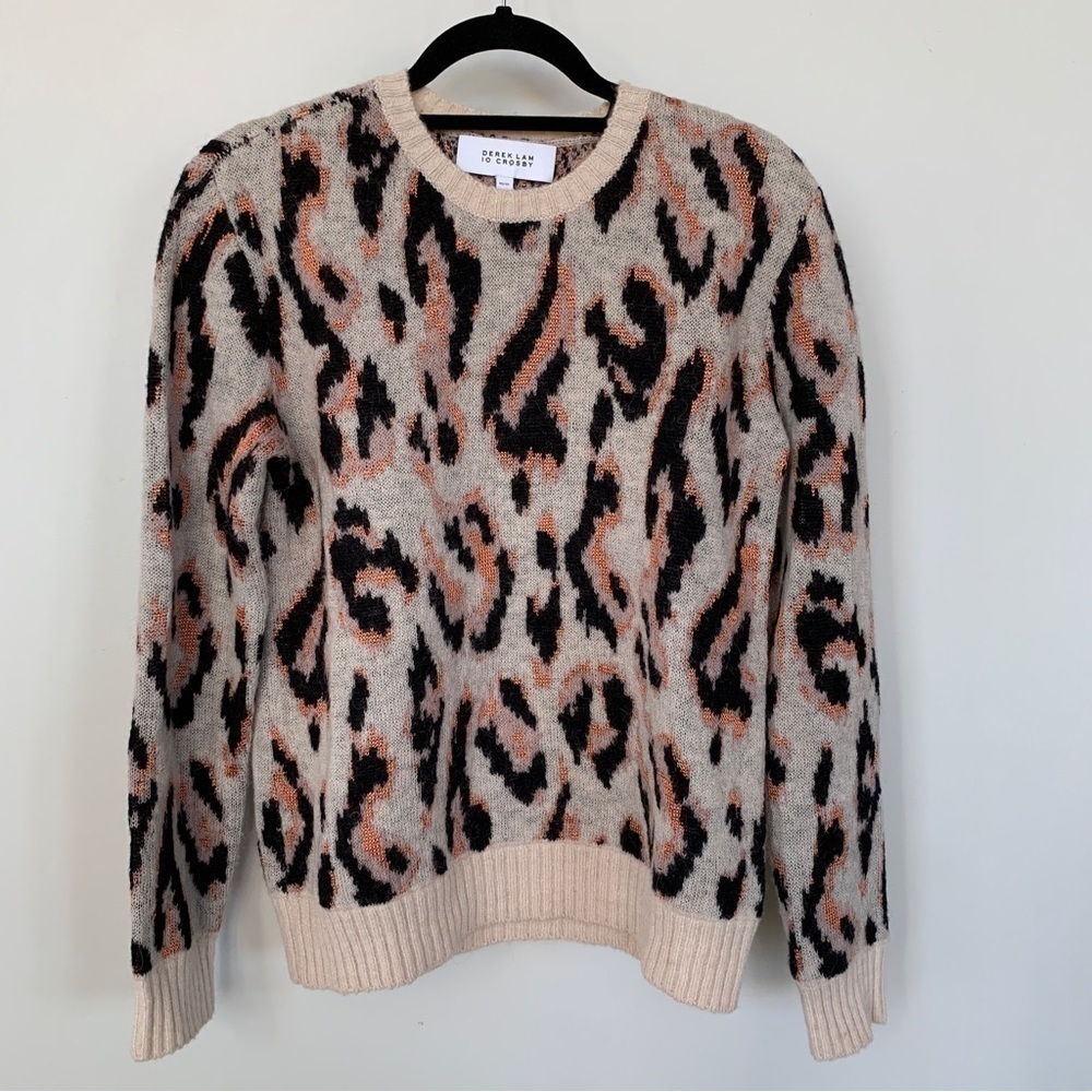 Derek Lam 10 Crosby Alpaca Wool Blend Leopard Print Sweater Size XS‎